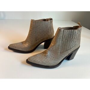 Emanuele Orasto Italy Leather Ankle Boots Block Heel Pointed Toe Size 39/8.5